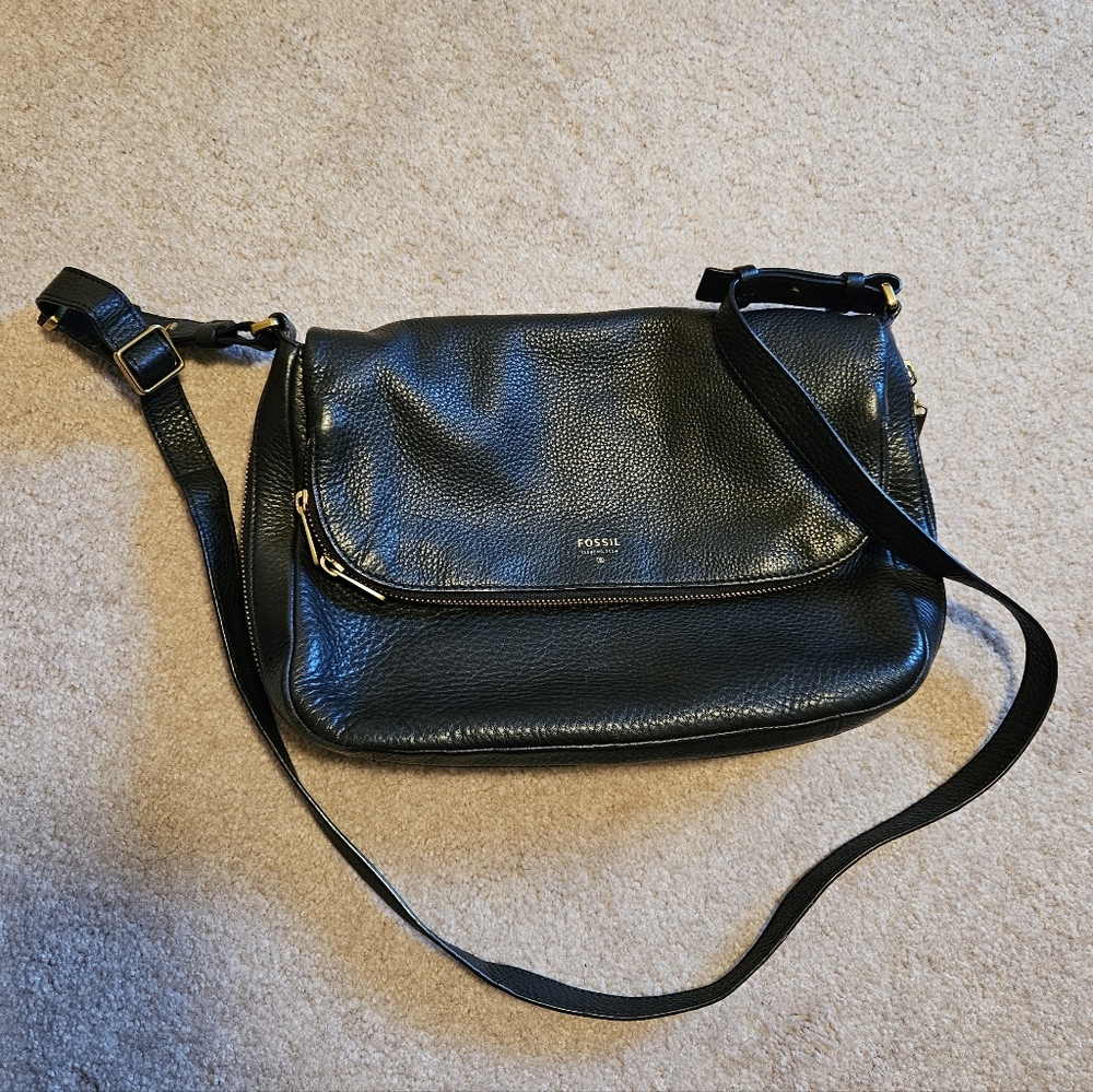 Fossil Black Crossbody Satchel Purse